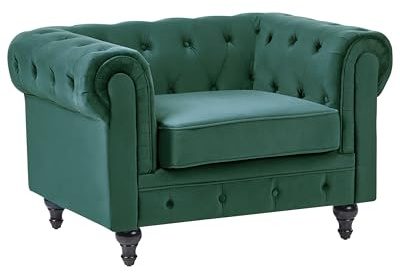 Beliani Poltrona vintage in tessuto verde