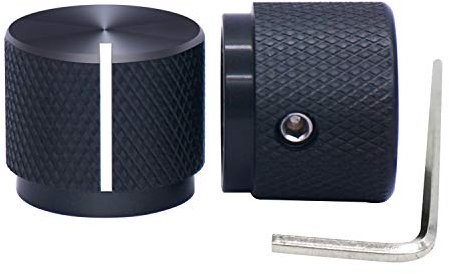 Taiss/2 stücke Schwarz Aluminium GitarrenDrehknopf， für 6 mm Durchmesser Welle, Lautstärkeregler, AudioDrehKnopf, Schalterknopf, 20 mm Durchmesser x 17mm Höhe