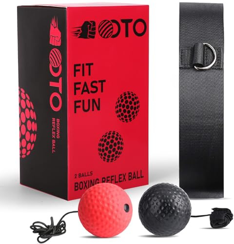 OOTO Upgraded Boxing Reflex Ball, Boxing Training Ball, Mma Speed Training Suitable for Adult/Kids Best Boxing Equipment for Training, Hand Eye Coordination and Fitness