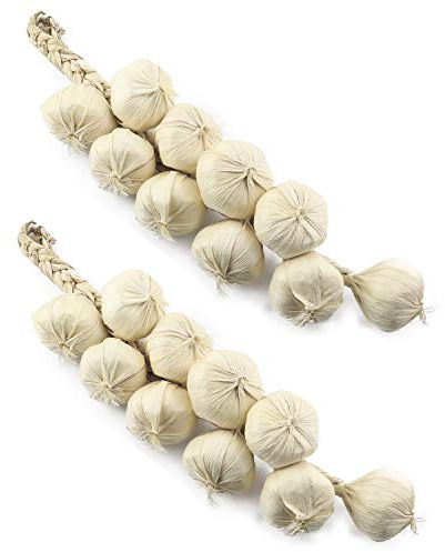 SQXBK Artificial Garlic String 2PCS Lifelike Fake White Garlic Hanging String Foam Vegetables Kitchen Decoration