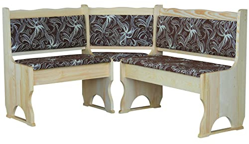 k koma Panchina angolare in pino laccato con imbottitura in legno massello fiore scuro (100 x 140)