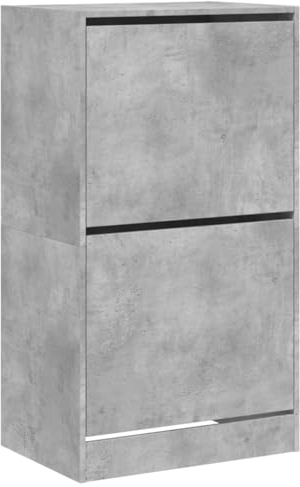 vidaXL Schuhschrank, Schuhkipper mit 2 Klappen, Schuhregal Schuhablage Platzsparend für Eingangsbereich, Schuhkommode Schuhaufbewahrung, Betongrau