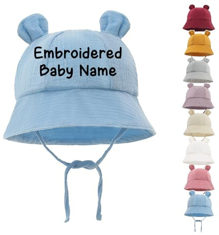 Chapeau cloche personnalisé pour bébé, chapeau brodé pour bébé, chapeau de soleil pour nouveau-né, chapeau de soleil pour bébé, chapeau d'été pour bébé garçon, chapeau d'été pour bébé, Rose, bleu,