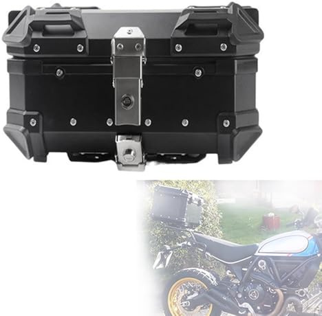 ADafeg Aluminum Motorcycle Top Case 28L-100L Storage Carrier Case with Security Lock, Motorbike Tail Box Tour Storage Waterproof (Black, 100L)