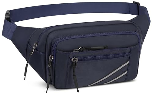 BumBags Vattentät Bumbag hundpromenad stor kapacitet midjeväska med justerbart bälte för kvinnor män damer löpning camping cykling sport resor, BLÅ, Waist range: 31.5 inches to 49.2 inches