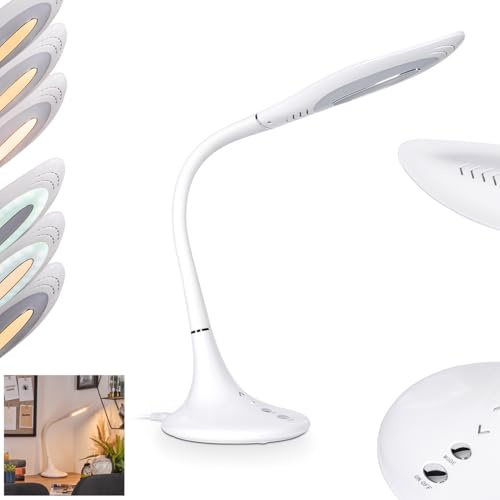 HOFSTEIN LED-bordslampa Toggerbo, dimbar bordslampa av plast i vitt, justerbar läslampa med Kelvin-ändring, touchdimmer, höjd 69,5 cm, vardagsrum, sovrum, hall, kontor