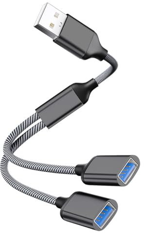 Sooiiyu Câble USB Répartiteur, Câble Y répartiteur Double USB, Type A Mâle vers 2 Femelle Splitter, Double Port Hub, Adaptateur USB 2.0, pour Ordinateur Portable, PC, Mac, Voiture, PS4, PS5, Xbox