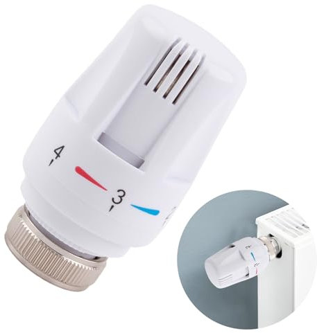 Thermostatic Radiator Valve, Radiator Automatic Thermostat Valve Replacement Heads, Standard M30x1.5 DN25 Electric Regulating Valves Universal for Home Office Plumbing Heating Systems(White)