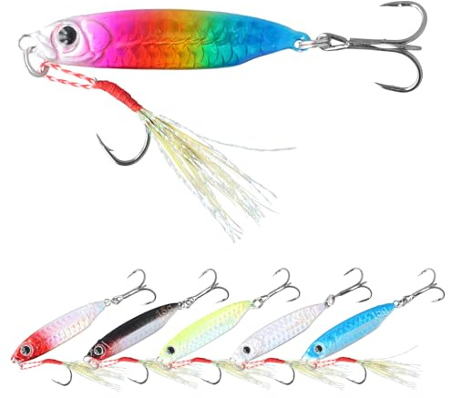 Köderfische, 6 Stück Kunstköder Köder Set, 15g Spinner Hecht Köder, Angelköder Set, Spinnfischen Köder mit Jigkopf für Süßwasser, Salzwasser