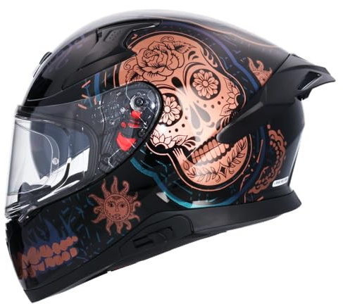 AXOR Helmets Casco Integral Apex Trance Negro y Dorado con Pintura Camaleónica Totalmente Homologado (S 55/56)