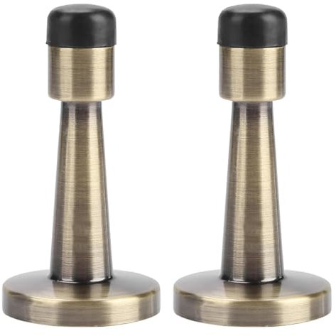 2 Pcs Brass Door Stopper, Wall Mounted Door Stops Indoors, Adhesive Mounted Door Stop, Door Stoppers for Skirtings with Rubber Anti-Collision Skirting Board Door, for Indoor Hotel Office