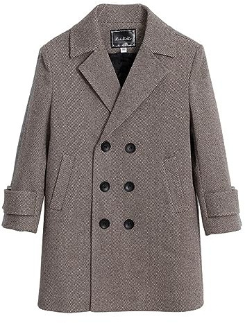 Manteau en Tweed à Double Boutonnage épais Et Chaud pour Enfants Automne Et Hiver Garçons De Longueur Moyenne avec Poches Col Blazer Trench-Coat élégant Classique z6