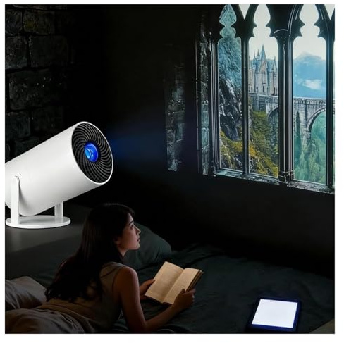 Falsk fönsterprojektor, projektor for läsning, läsmiljöprojektorer med wifi och Bluetooth, ±15° autokorrigering, 100 skärm från 2 m(2PCS with Screen)