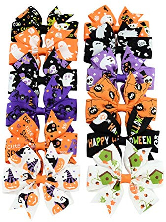 Children Hair Clip, 24pcs Holiday Ribbon Bow Alligator Halloween Bowknot Hair Clip for Children Hair Accessories