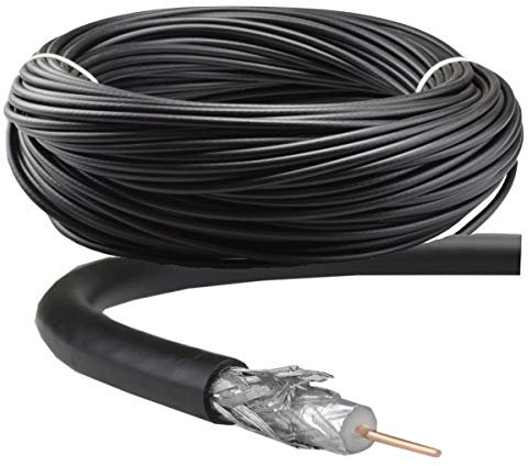 Satellite RG6 Freesat Digital TV Aerial Coax Cable Coaxial 4K Digital Ready for Sky HD, Freesat, Virgin & Polsat by MKGT® (20 Meters, Black)