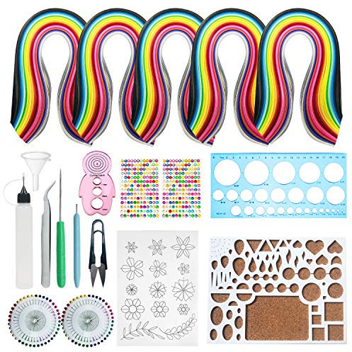 Woohome Papier Streifen Quilling Werkzeug-Set, Papier Quilling Set mit 26 Farben 1330 Streifen Quilling Papier und 13 Stück Quilling Werkzeuge