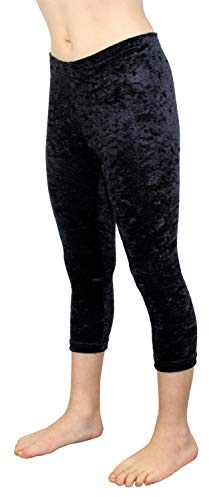 GymStern Caprihose passend zum Turnanzug Crash Samt bi-elastisch Kinder 3/4 Leggings Mädchen Capri Hose Hüfthose Normale Bundhöhe 116-176 Farbe Schwarz, Größe 128