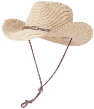 Willheoy Western Straw Cowboy Hat for Women Beach Sun Hat for Men Wide Brim Fedora Hat Cowgirl Hats Summer Panama Hat