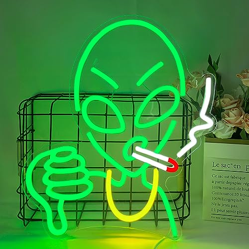 Señal de neón alienígena luces de neón extraterrestre Luz de neón verde alimentada por USB Para bar, sala de juegos, sala, fiesta, decoración de pared navideña, letrero de neón