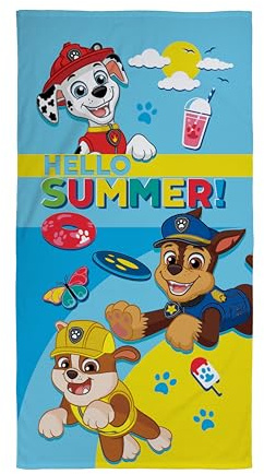 PAW PATROL Officially Licensed Kids Towel | Super Soft Feel, Summer Design Marshall, Chase, Rubble | Perfect The Home, Bath, Beach & Swimming Pool | One Size 70cm x 140cm