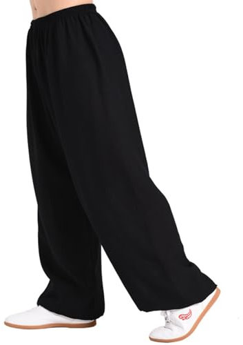 YOYOBABY Tai Chi Hosen Unisex Baumwolle-Leinen Elastische Taille Tai Chi Kung Fu Hose Bequem und Weich Yoga Hosen Freizeit Laternen Hose,003,L