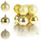 RELONGGI 6cm Weihnachtskugeln Gold - 12pcs Christbaumkugeln aus Plastik, Splitterfrei, 3stile und in Tollen Farben (Gold, 6cm)