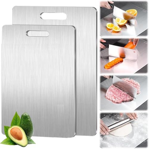 Titan Schneidebrett,S316 Schneidebrett-Edelstahl,Titanium Cutting Board,Doppelseitiges Schneide-brett in Lebensmittelqualität,für Fleisch,Obst,Gemüse(S) (23x34cm)