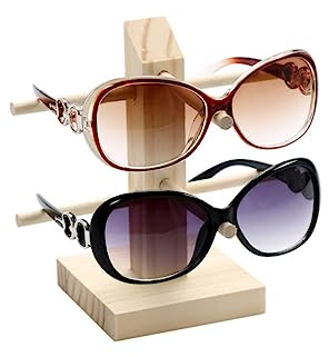 Gatuida Expositor de Gafas de Sol de Madera de Pino Estructura Sólida Resistente al Óxido y Diseño de Doble Capa para Tienda de Gafas
