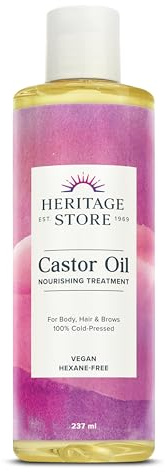 Castor Oil 237ml - Nourishing Hair Growth Oil, Skin Care, Eyelashes & Brows - Pure Cold Pressed, Hexane Free, Vegan & Cruelty Free - Heritage Store