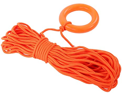 30m Life Saving Line, Floating Lifesaving Rope with Hand Ring, for Large Pools, Beaches, Yachts