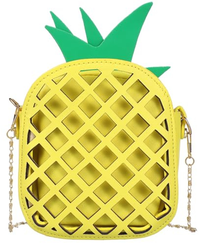 DEARMAMY Lustige Fruchtform Umhängetasche Single Shoulder Bag Mit Kettenriemen Einzigartige Handtasche Im Ananas Design Für Damen Perfekt Für Freizeit Schule Und Einkäufe