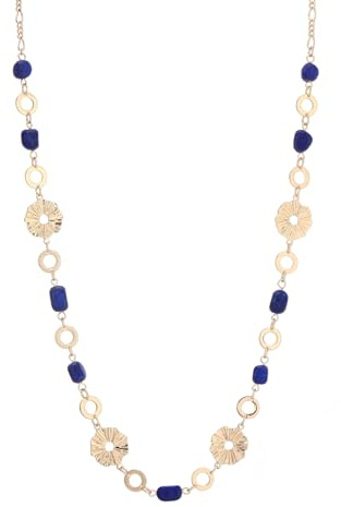 Collier femme en or à longue chaîne avec perles de pierres naturelles irrégulières, bijou élégant pour mariage, fête, cadeau d'anniversaire, bijoux fantaisie or, 33 cm (26 cm min), Pierre, Pas de