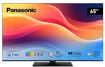 Panasonic TB-65W61AEZ, Serie W61, Smart TV LED 4K Ultra HD de 65 Pulgadas, 2025, TiVo, Dolby Vision y Atmos, Modo Juego Plus, Alexa y Control por Voz de Google, Negro