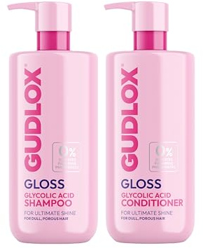 Gudlox Gloss Shampoo and Conditioner Set, Glycolic Acid, Sulphate-Free, Creates Perfect Shine 400ml