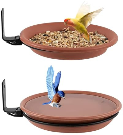 Muliera pour oiseaux montés sur arbres - Mangeoire à oiseaux montés au mur | Plateau de salle de bain pour perroquets multi-usages, décoration extérieure réglable 2 pièces bols pour aliments à eau