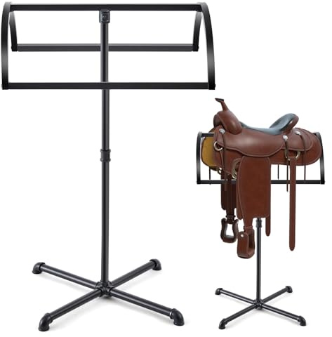 Geelin Saddle Stand Portable Horse Saddle Pad Rack, Blanket Holder Pad Tack for English and Western Horse Tack Storage Saddles, Black, 23.6 L x 18 W x 38 H