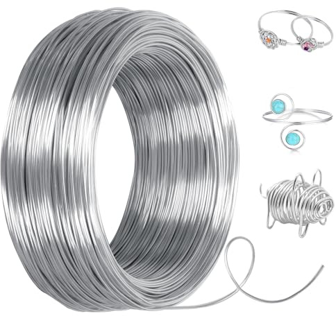 Cozary Alambre de Aluminio 1mm X 50 M, Alambre Manualidades, Flexible Alambre de Aluminio para Joyeria DIY Hacer Joyas, Bisutería y Floristería