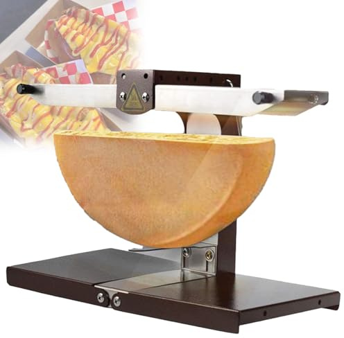 VzxCrue Fundidora De Queso para Raclette, EléCtrica Comercial, con Rueda De Queso Ajustable E Inclinable, 900 W, con Doble áRea De Calentamiento para Restaurantes