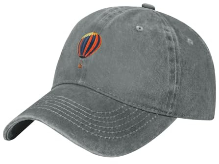 WHJDPP Black Adult Baseball Cap Hat Free Floating hot air Balloon Printed for Men and Women Sports Travel use, Gray, One Size