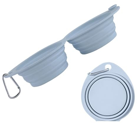 Cuencos de Viaje para Perros – Juego de Cuencos Dobles para Comida y Agua, Plato Plegable para Alimentos para Aventuras de Senderismo, Cuencos portátiles para Perros, Gatos, Camping, Viajes