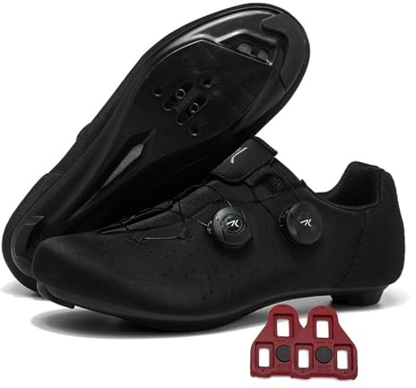 Treer Chaussures de Vélo Route Homme et Femme, Chaussures de Cyclisme Unisexes, Compatibles avec Look, SPD et SPD-SL, pour Vélo Route & VTT, Taille 37-48EU