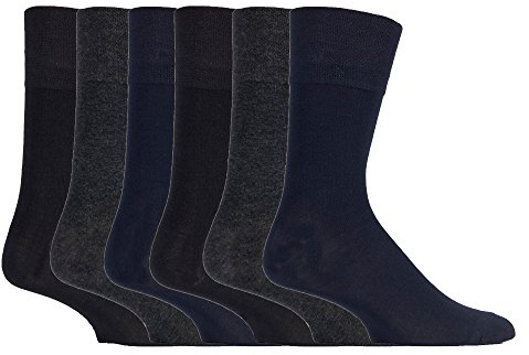 Gentle Grip Sock Shop 6 Pairs Mens Loose Soft Top Non Elastic Bamboo Socks (6-11 UK, SOMRM02)