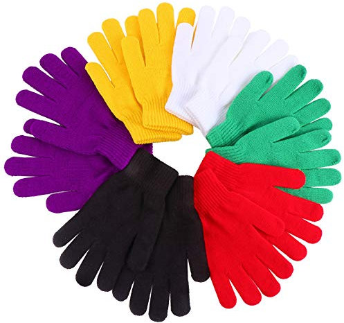 BESPORTBLE Winter Handschuhe Kinder: 6 Paar Unisex Handschuhe Stricken Dehnbar Fäustling Bulk Volle Finger Warme für Männer Frauen Sport