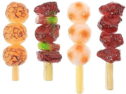 Toddmomy 4Pcs Gefälschte Grill Lebensmittel Lebensechte Braten Rindfleisch Markt Display Modell für Kleinkinder Kinder Spielzeug Küche Kochen Dekoration Fotografie Requisiten(Zufälliger Stil)