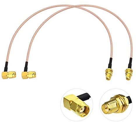 Bingfu Antena WLAN Cable Extensión RP-SMA Macho en Ángulo Recto a RP-SMA Hembra Cable RG316 de 30 cm para Router wifi Monitor Cámara IP Seguridad Mini Tarjeta PCIE, 2 piezas