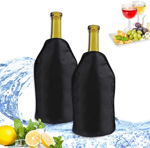 Manicotto refrigeratore per vino con protezione per raffreddamento istantaneo e mantiene la bevanda fredda, mantiene fresca e fredda champagne vino nero (1 pz)