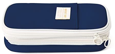 JOYSKY Federmäppchen mit Großem Mädchen Teenager Kapazität Mäppchen Federtaschen Stifttasche 2 Fach Reißverschluss Pencil Case Bleistift Beutel für Schule Büro Saphirblau