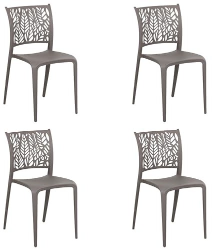 Totò Piccinni Sedia SPRING in Polipropilene moderno design impilabile per esterno e interno (Tortora, 4)