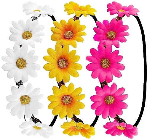 Hatstar Blumenkranz 3er Set, Haarschmuck mit elastischem Band für Damen und Mädchen, Kostüm Accessoire für Oktoberfest, Festival, Mallorca Party und Schlagermove
