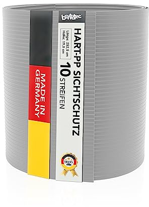 Bentatec Guck Nich® Sichtschutz-Streifen Hart-PP (10 Streifen | Fenstergrau (RAL 7040))
